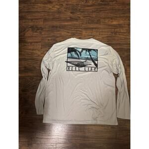 Reel Life Fishing Shirt Mens 2XL Gray Graphic 100% Polyester Crew Neck Pullover